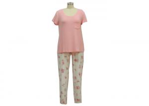 China Fancy Ladies Summer Pyjamas , Women'S Cotton Knit Pajama Sets With Chest Pocket on sale