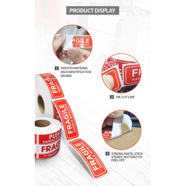Customized Fragile Warning Labels Waterproof Adhesive For Shipping