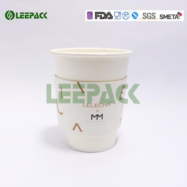 8oz To 20oz Single Wall Paper Cups , White Coffee Paper Cup With Lid And Sleeve