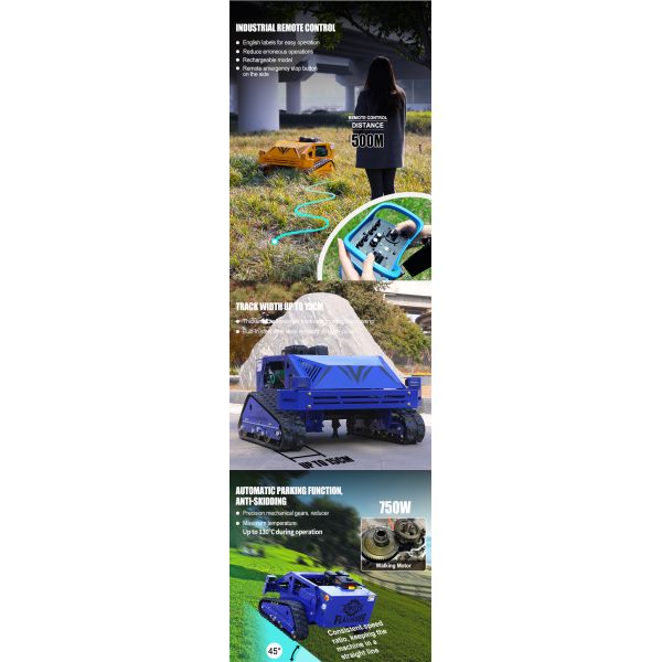 AWY 4-Stroke DIY Gasoline Remote Control Lawn Mower Self Propelled Grass Crusher