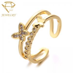 Buy cheap Prong Setting Butterfly Personalized Silver Ring 24K Gold Plating product