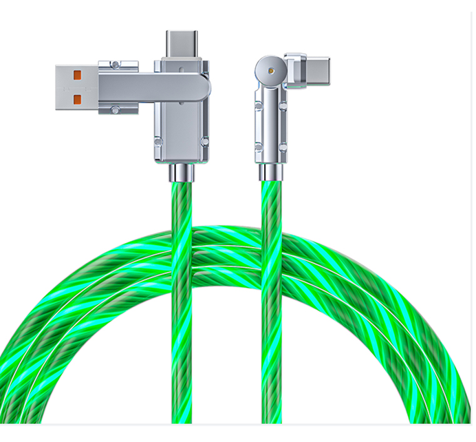 65W Transparent Fast Charge Cable Zinc Alloy LED C-C/C-L Dual Protocol