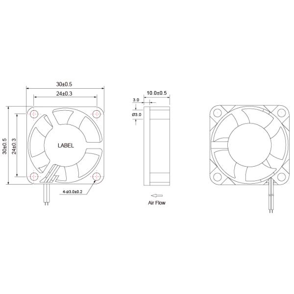30x30x10mm 12V DC Brushless Fan Sturdy Durable For 3D Printer