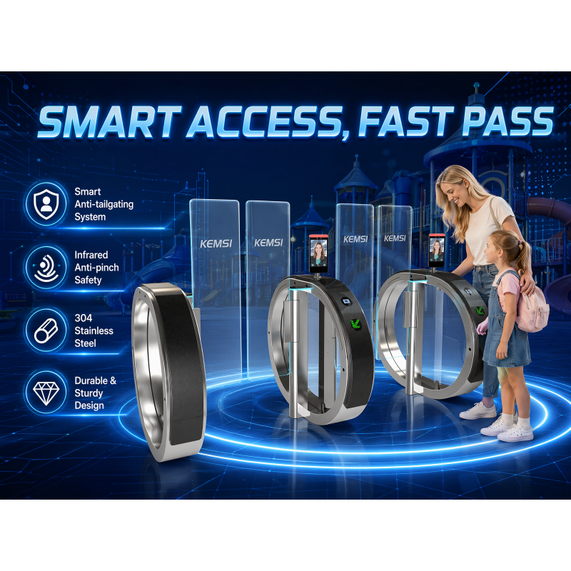304 Stainless Steel Smart Speed Gate with QR Code Recognition and Anti-tailgating for Children's Playground Ticketing & Access Control