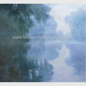 China Green Claude Monet Oil Paintings Reproduction Misty Morning on the Seine on sale