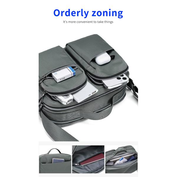 Adjustable Gray Mens Sling Bag Big Nylon Crossbody Bag Custom Printing