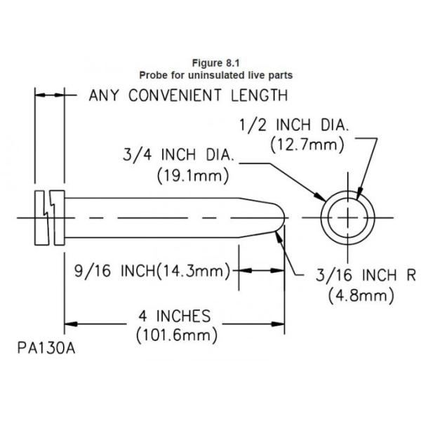 UL1278 Fig 8.1(PA130A) UL Probe For Uninsulated Live Parts