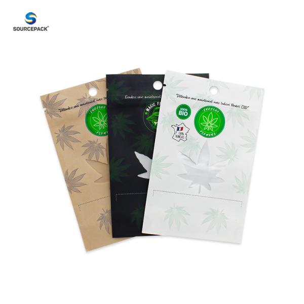 Custom Printed Mylar Weed kraft Paper Packaging with Child Resistant Zipper