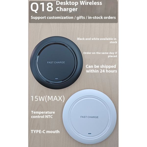 15W Mini Desk Earphone Phone Induction Charger With Type C Port PD Function