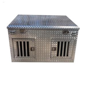 China Diamond Plate Aluminum Double Dog Box With Storage Compartment on sale