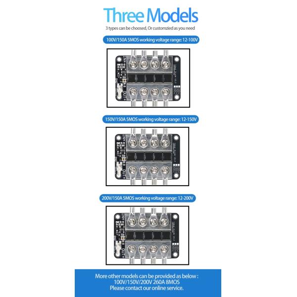 100V 150V 200V 150A Ideal Diode Module Battery Charging Anti Backfilling For Solar Power System
