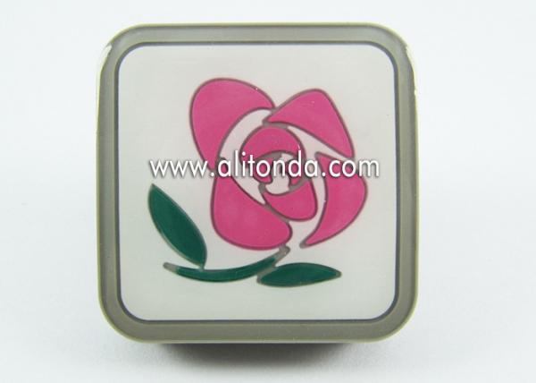 Beautiful square shape with flower image Knobs, Drawer Cabinet Handle Pulls, soft pvc children use