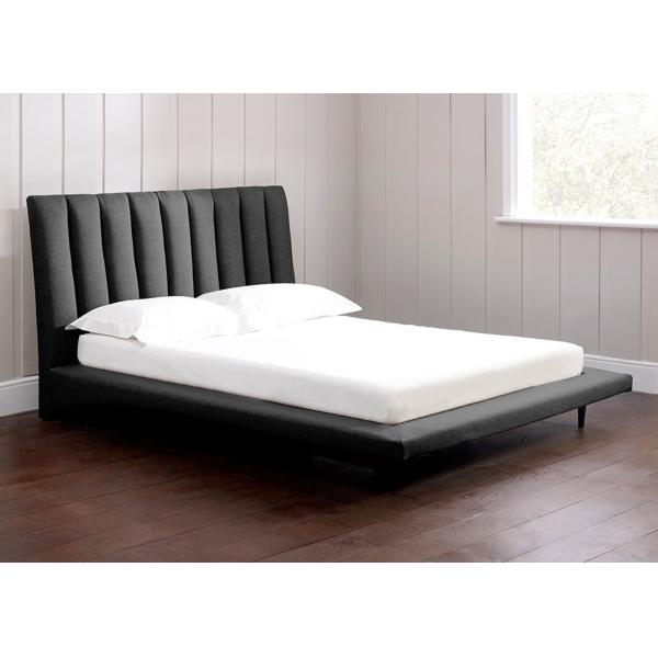 Grey Linen Upholstered Bed King Size Romantic Style Advanced Technology