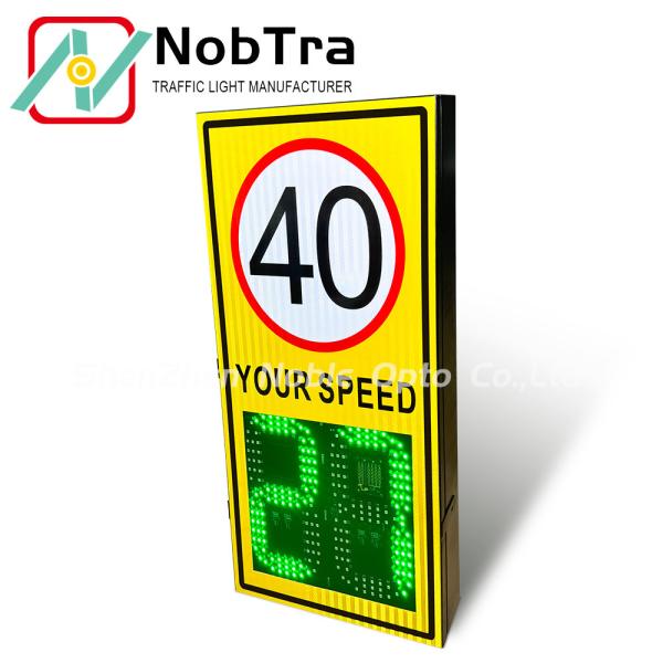 40C To 70C 2 digits Solar Powered Radar Speed Feedback Sign Featuring Solar 12V Or AC 220V Power Source For Road Safety