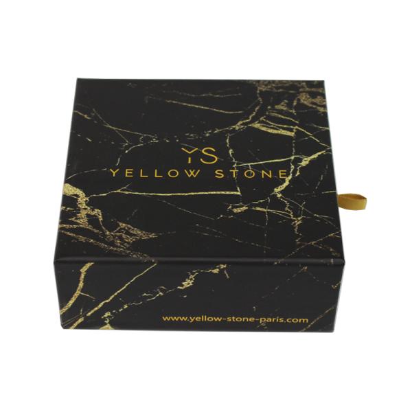 Qingdao Yilucai Top Quality Custom Cardboard Gift Drawer Box Black Marble Jewelry Box