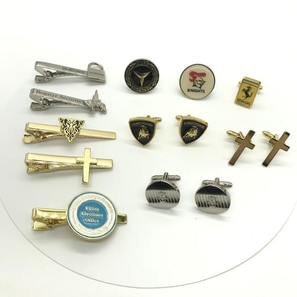 Shiny Gold Cross Cufflinks , Shirt Suit CuffLinks Mens Accessories