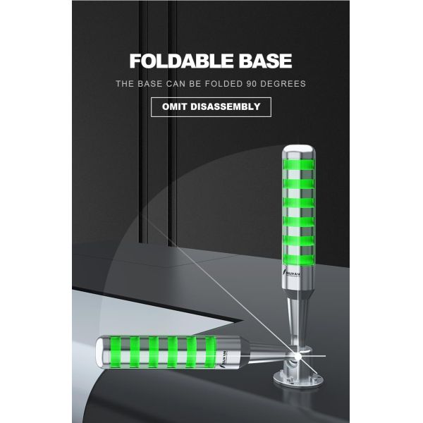 Foldable Base Single Layer Tricolor LED Signal Tower Light, 90dB Buzzer IP54 Aluminum Industrial Warning Lamp for CNC SMT Automation Equipment