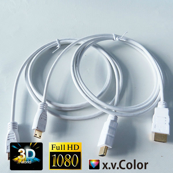1.4V Round hdmi to mini cable ,hdmi A TO C Cable white