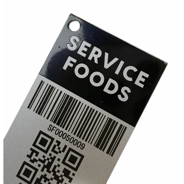 Custom Silver Surface Black Logo Metal Asset Tag Aluminum Serial Number Barcode Label for Warehouse Management