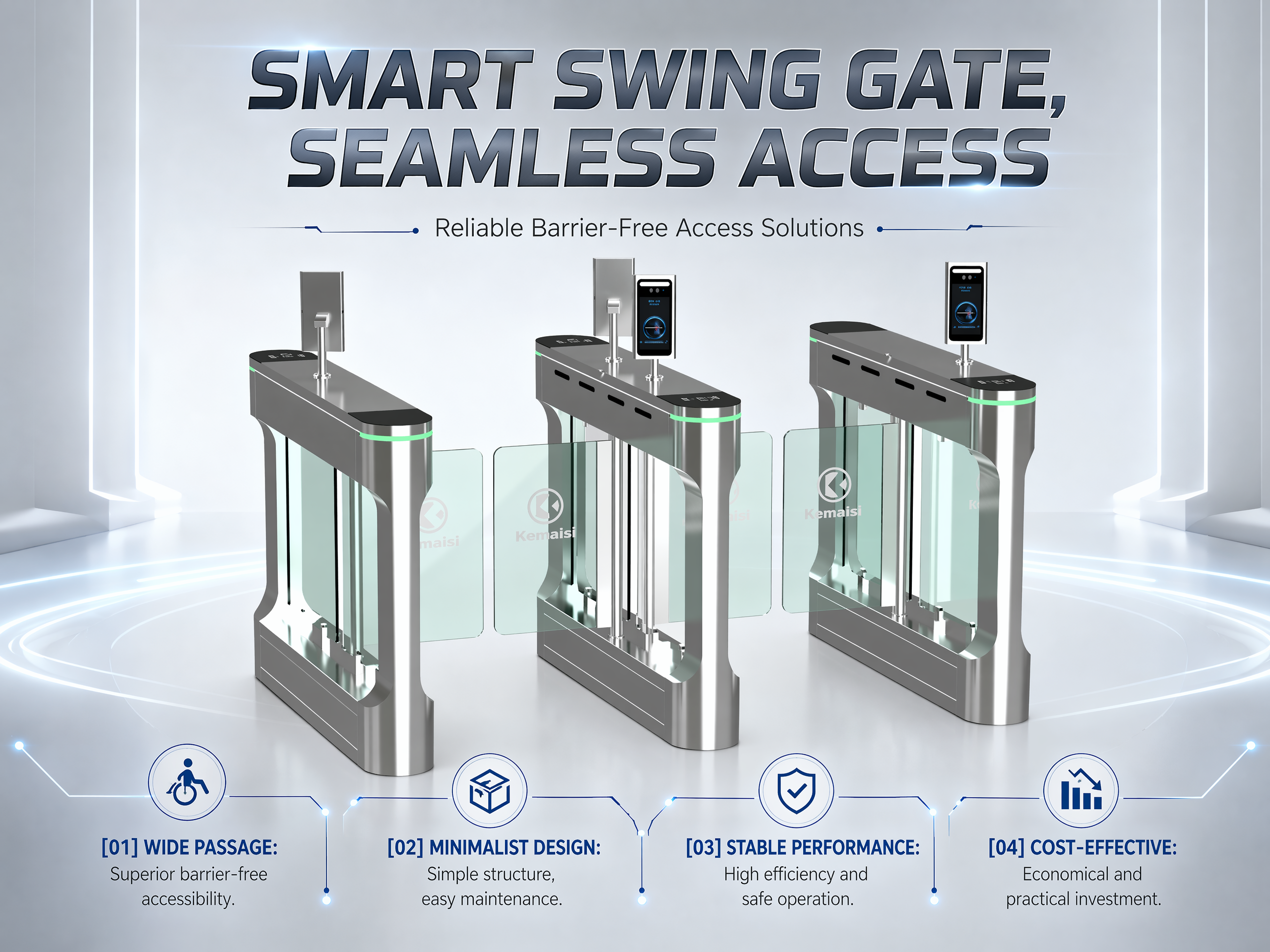 Visitor Registration QR Code Recognition Swing Gate Turnstile