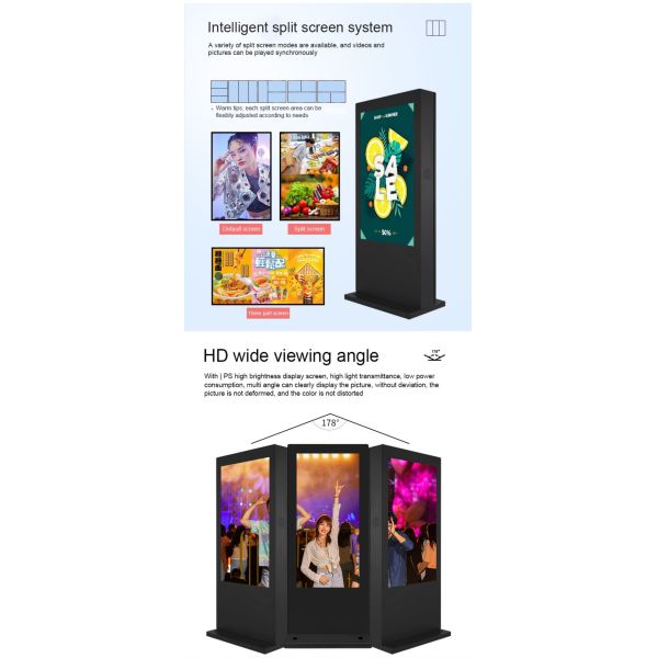 Double-sided IP65 Waterproof Outdoor LCD Digital Signage with 2500 cd Brightness