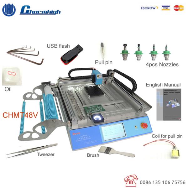 29 Feeders 2 Heads CHMT48VA Desktop Automatic SMD / SMT Pick And Place Machine + Double Vision Camera
