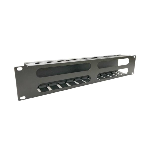 2U Network Cabinet Accessories Horizontal Plastic Cable Manager - Finger Duct With Cover - Server Rack Cable Management
