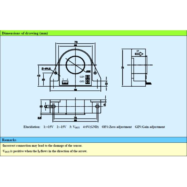 Dismountable Hall Effect Current Sensor Open Loop Black Color CS500S