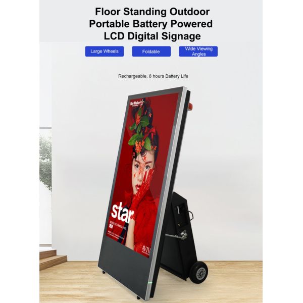 43" Outdoor Waterproof Digital Signage High Brightness Moveable Electronic Poster Sidewalk A-Board Display Factory