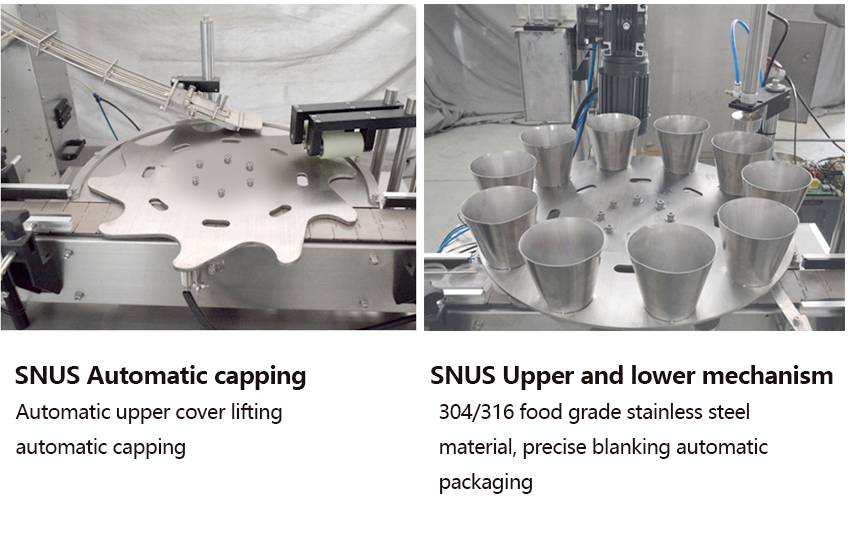 High Speed Snus Powder Pouch Machine Chewing Packing Machine Fully Automatic Small Bag Jar Can Snus Powder Packing Filling Capping Labeling Machine