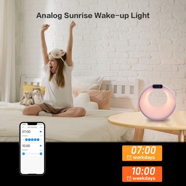 RGB Smart Wireless Charging Desk Lamp Mini Bedside Table Speaker Alarm Clock Bluetooth Night Light