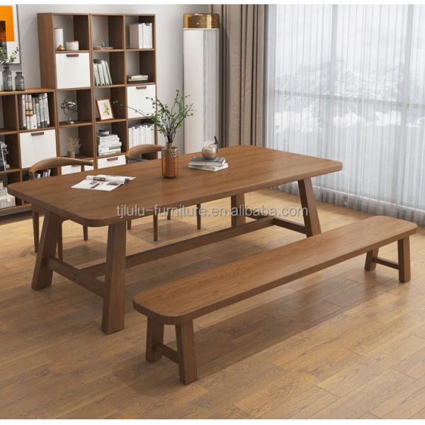Solid Wood Frame Modern Nordic Rectangular Dining Table for Restaurant Hotel