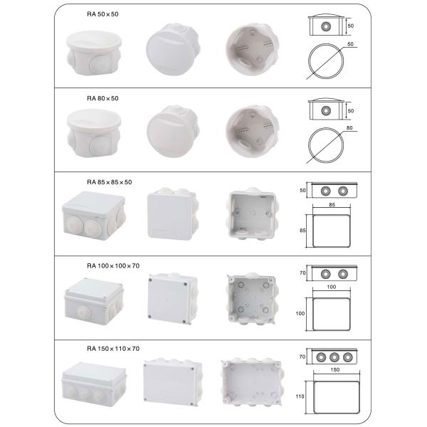 IP65 Stepped Gland Enclosure Surface Mounting Waterproof Junction Box With Knockouts