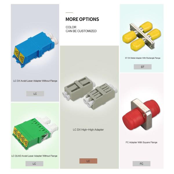 Metal SX ST Adapter , SM MM ST Fiber Coupler With Red Dust Cap