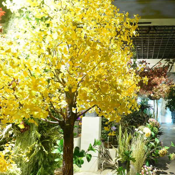 Evergreen Artificial Ginkgo Tree Natural Color Outdoor Anti UV Plants