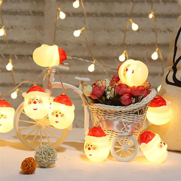 Christmas String Lights Battery Powered LED Lights Xmas Tree Indoor Outdoor Decoration Santa Claus Snowman Snowball Ornament