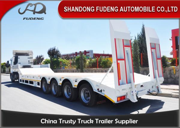 Quality Three / Four Axles 60 Ton Lowboy Trailer With Mechanical / Hydraulic Ramp for sale