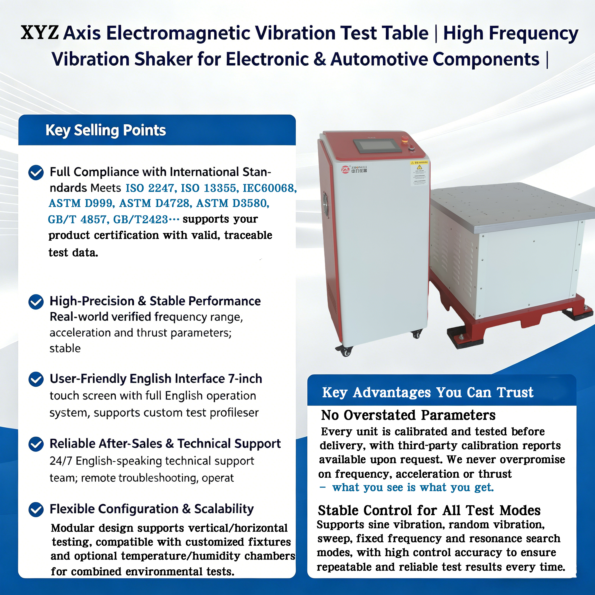 IEC 60068-2 ISO 5344 Sinusoidal Vibration Test Machine Price Un38.3 Battery Vibration Test Table