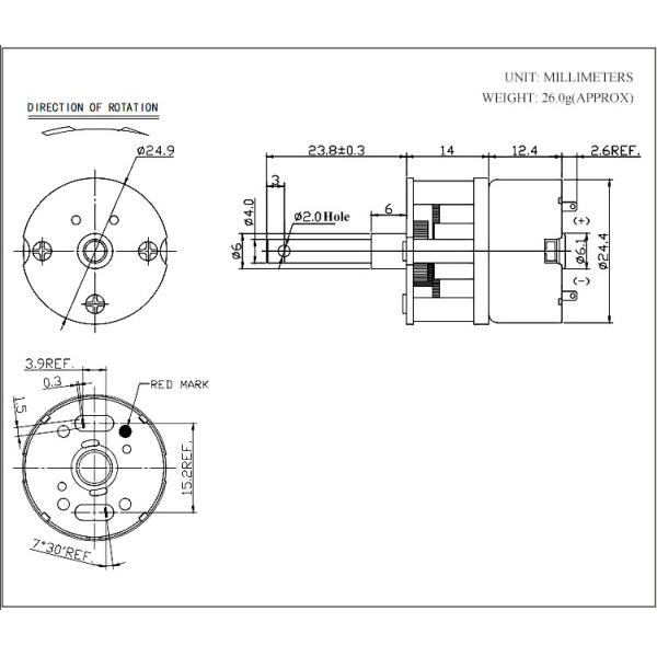 0.1W 1rpm Plastic DC Gear Motor 3.7V Micro Gearbox For Robot