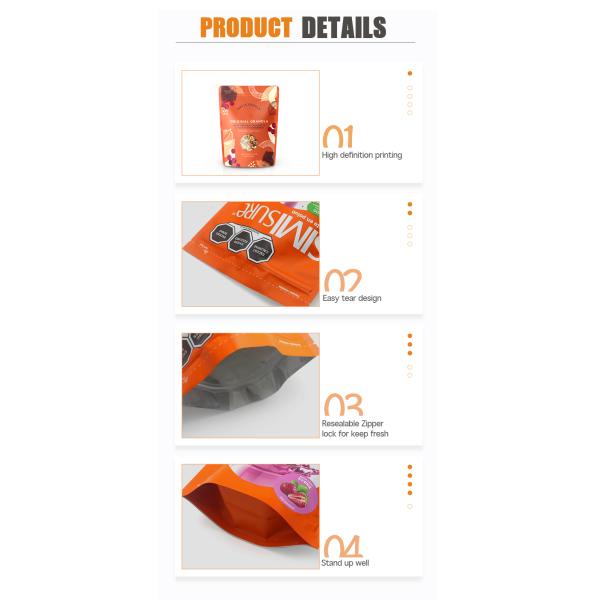 Resealable Biodegradable Plastic Ziplockk Bags ROHS Matte Finished Dried Fruit Packaging