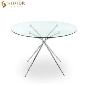 China SGS Customized Modern Round Glass Top Dining Table Set for coffee shop on sale