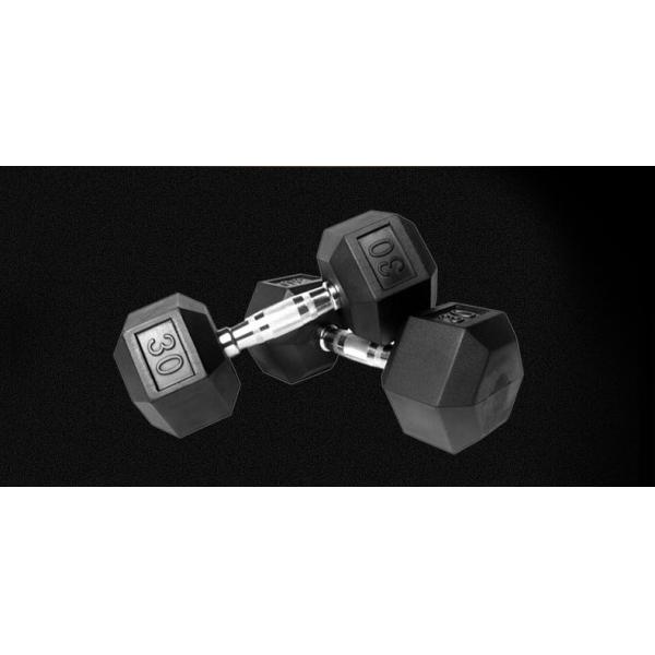 2.5kg 5kg 7.5kg 10kg Cast iron Black Rubber Coated Hex Fixed Dumbbell