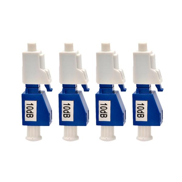 Blue 10dB Fiber Optic Attenuator , Single Mode Fiber Attenuator With Square Dusty Cap