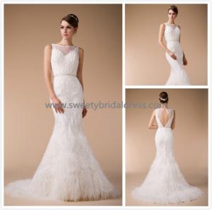 Buy cheap Mermaid & Trumpet High Neck Beading Ostrich feather Bridal Dress HM880002 product