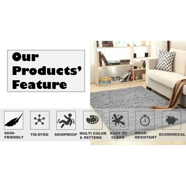 Blue Fluffy Tie-dyed Bedroom Living Room Area Rug Luxury Hotel Center Carpet Customized Size