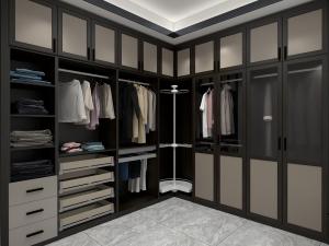 Corner Wardrobe Cabinets MDF Melamine Board Big Bedroom Closet With Storage Drawers And Display Shelves
