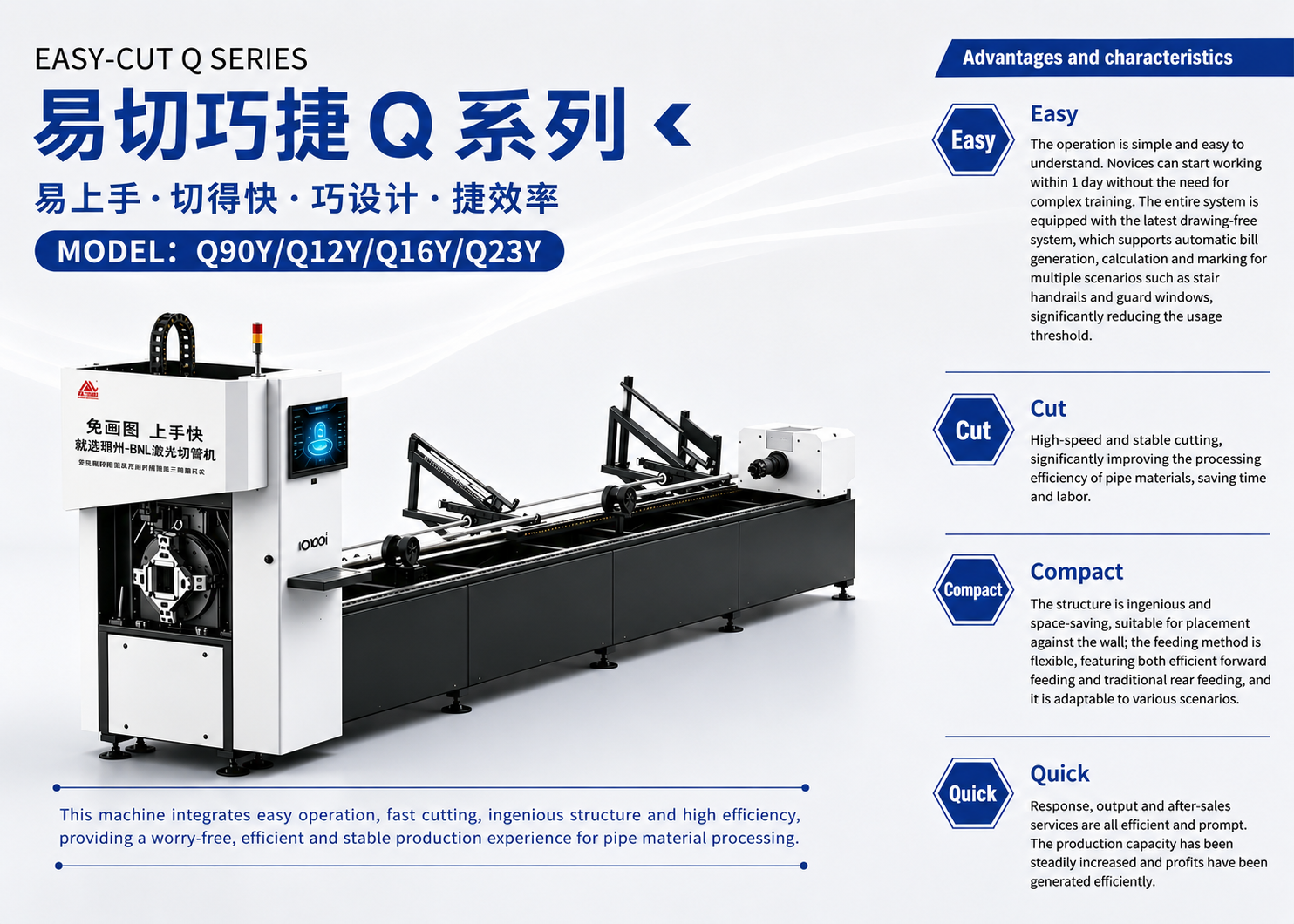 Q12 CNC Laser Tube Cutting Machine with Stable Structure for Continuous Production Work