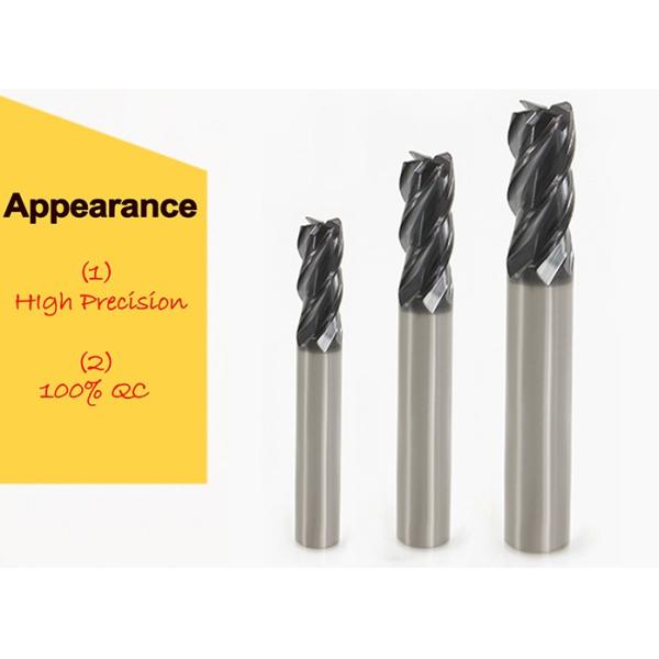 Tungsten Carbide Enough Stock End Mill 8mm / HRC 45 Coated Tialn 4 Flute Corner Radius Aluminium Cutting Tools