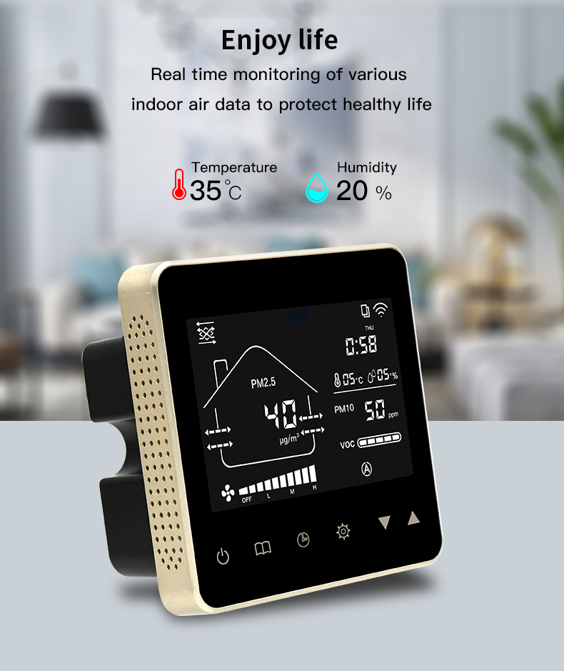 Real Time Fan Controller Wifi Ventilation System VOC PM2.5 CO2 Temperature Humidity