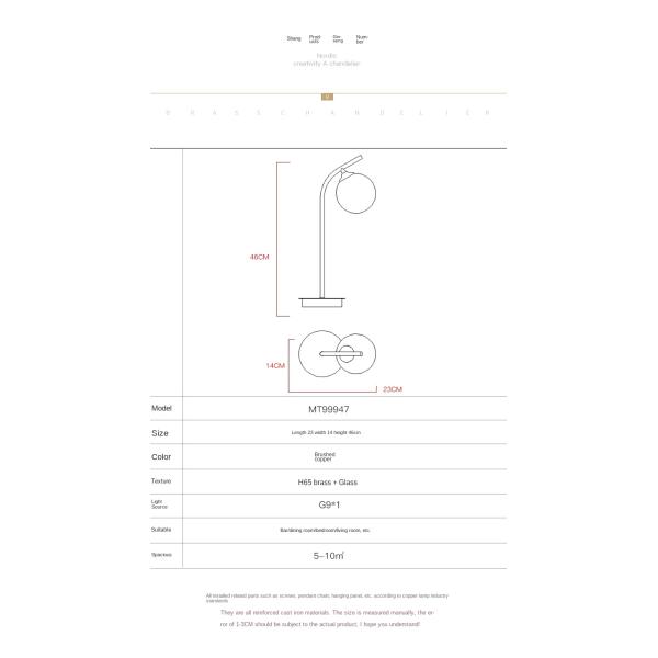 Bedside Table Lamp Copper Simple Night Light Desk Lamp bed side lamp(WH-MTB-138)